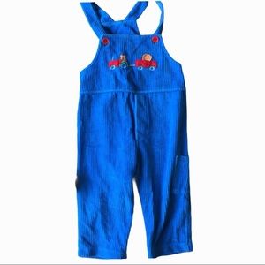 New potatoes blue corduroy coveralls